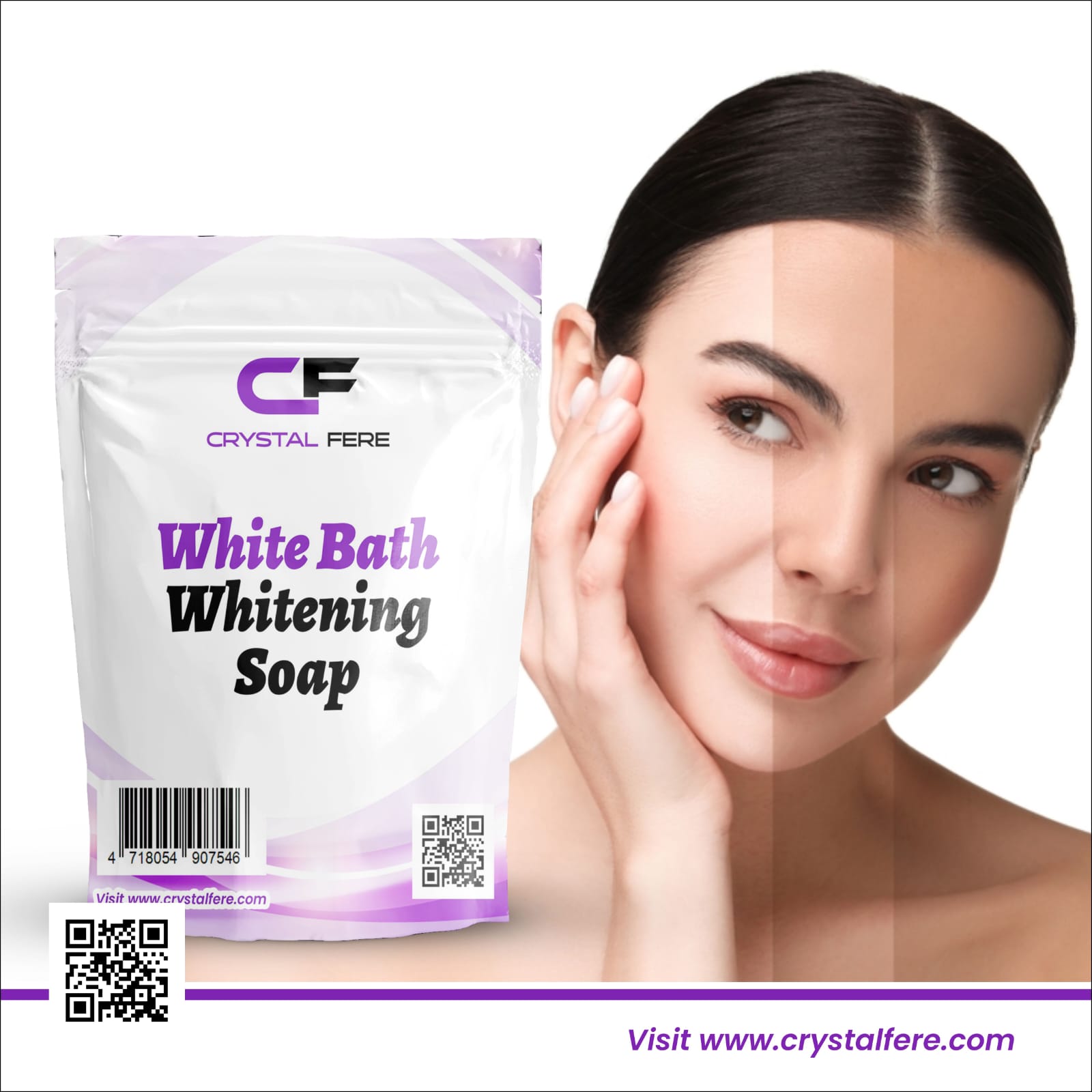 White bath whitening herbal powder soap - crystalfere collectiblecrystalfere collectible