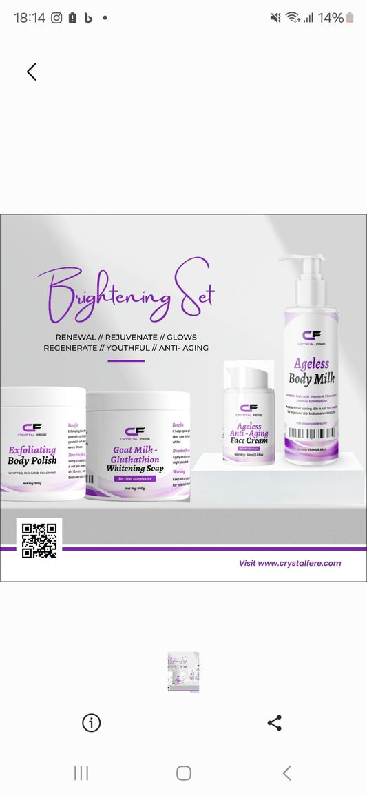 AGELESS FACE CREAM, AGELESS BODY MILK, SCRUB, AND SOAP SET. - crystalfere collectiblecrystalfere collectible